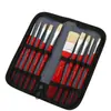 Amazon 10 Pincéis de Cabelo Sintético Conjunto de Bolsa de Lona Transfronteiriço Conjunto de Pincéis para Aquarela Multi-Cabelo Atacado
