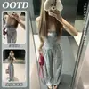 Tela Fresca de Algodón y SedaCon Almohadillas en el PechoPijama Nuevo de Dibujos Animados Primavera/Verano para Mujer, Manga Corta, Pantalones Largos, Corte Holgado, Popular en Línea