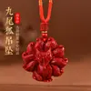 Colgante de Zorro de Nueve Colas de Cristal Translúcido de Cinabrio Crudo para Hombres y Mujeres, Collar de la Fortuna por Año de Nacimiento, Regalo de Cumpleaños al por Mayor