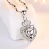 Kaiwei TikTok Collar de Plata para Mujer Colgante de Corazón Cadena Clavicular Sencilla Versátil Estilo Japonés y Coreano Colgante de Diamante Topacio de Amor