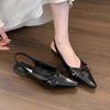 Sandalias Peep-Toe Planas Elegantes Versátiles para Adelgazar con Punta Puntiaguda y Moño para Mujer Zapatos de Noche