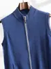 Suéter de Cachemir sin Mangas 2026 Nuevo Estilo Otoño e Invierno Chaleco para Hombre con Cuello Alto Cárdigan Casual de Negocios Simple con Cremallera y Bolsillos