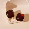 Brincos Quadrados de Resina com Gradiente Estilo Maillard, Brincos Geométricos Pequenos Vintage Elegantes Simples de Alta Qualidade para Mulheres