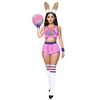 D9392 Amazon Caliente Conjunto de Shorts con Chaleco Estampado de Patrón de Halloween para Mujeres Europeas y Americanas (Excluyendo accesorios)