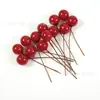 Exquisita simulación 66 piezas de espuma bayas rojas de Navidad hojas plantas acuáticas Decoraciones de Navidad DIY bolsa de material de ratán