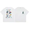 260g Casa Casablanca Manga Corta Versión Auténtica Ins Marca de Tendencia de Nicho Europeo y Americano Algodón Casual Camiseta High Street