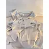 Pijama de Encaje de Alta Gama Estilo Francés de Manga Larga de Seda de Hielo para Mujer, Conjunto de Shorts Finos de Verano para Casa que se Puede Usar Afuera