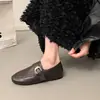 Mocasines de Cuero Negro para Mujer 2026 Otoño Nuevo Estilo Estilo Británico Sin Cordones Suela Suave Cómodos Zapatos de Una Sola Pieza