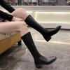 Talla Grande Punta Redonda Tacón Bajo Cierre Trasero Botas de Media Caña Botas de Mujer Exportación Slim Versátil Botas de Mujer de Media Caña con Tacón