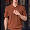 Direto da Fábrica Estilo Coreano Casual Cor Lisa Popular Solta Versátil Casal Gola Lapela Manga Curta Malha Camiseta