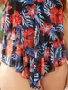 Amazon Europa Tankini de Talla Grande para Mujer Hibisco Tropical Malla con Volante + Braguita Triangular Set de Dos Piezas