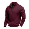 Amazon Cross-border Americano-estilo Pesado forrado de lã Pele-amigável-mantendo-se quente Masculino Manga comprida Meio zíper Esportes Casual Moletom