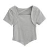 Camiseta de Manga Corta Irregular con Dobladillo Biselado Pure Desire Wind Verano Nueva Europea y Americana Elástica Camiseta Básica Corta ins