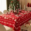 Mantel de Navidad de PVC Impermeable Sin Lavar Mantel de Ambiente Año Nuevo Rojo Decoración Festiva Mantel de Mesa de Café
