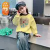 Sudadera de Felpa para Niñas Otoño e Invierno Nuevo Estilo Mediana y Grande Estilo Infantil Falsa de Dos Piezas Camiseta Interior Engrosada Top Cálido para Niños