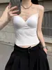 Sutiã Camisola com Decote em V para Mulheres, Roupa Íntima de Verão, Sutiã com Costas Bonitas e Bojos Fixos Integrados, Top para Usar por Cima com Costas Abertas