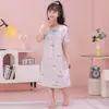 Camisola de Verão para Meninas, Algodão Nuvem Manga Curta Desenho Animado Fofo Pijama Infantil para Meninas, Roupa de Casa Leve para Crianças Mais Velhas