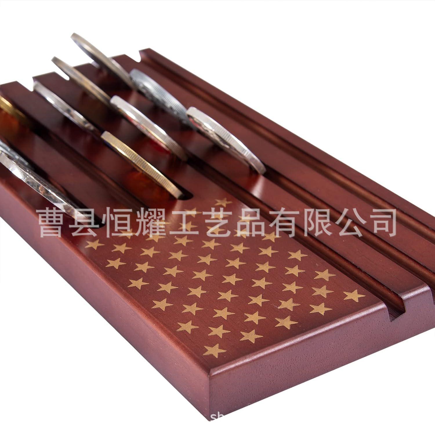 木制纪念币展示架桌面摆台勋章收纳架硬币收藏多层置物架BSCI