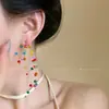 Colar Colorido de Contas Dopamina para Mulheres, Moda Primavera, Personalidade, Brincos Pequenos Afina-Rosto, Design de Nicho, Corrente de Clavícula de Luxo