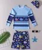 2026 Nuevo Traje de Baño Infantil Manga Larga Color Bloque Conservador Shorts de Cintura Alta Conjunto de Dos Piezas para Bebés Niños