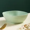 Cuenco Cuadrado de Paja de Trigo Hogareño para Ensalada de Frutas Plástico Comercial Pequeño Cuenco para Sopa Popular en Internet Creativo ins Cuenco para Postres