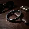 Pulsera Minimalista Europea y Americana Transfronteriza de Hematita y Piedra Negra para Hombres, Pulsera Elástica Cuadrada Más Vendida en Amazon