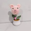 Oveja de lana tejida a ganchillo animal en maceta, cabeza de cerdo conejo Pikachu, decoración del hogar, importación transfronteriza, hecho a mano puro