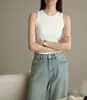 Nuevo Estilo de Primavera y Verano Top sin Mangas de Personalidad Chica Popular para Mujer, Adecuado para Usar como Capa Base o Ropa Exterior, Top Corto Deportivo tipo Camisola que se Puede Usar por Fuera