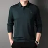 Camisas Polo para Hombres de Mediana Edad y Mayores 2025 Otoño Solapa Láser Casual de Negocios Talla Grande Camisa Básica de Papá Manga Larga t