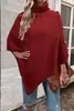Otoño e Invierno nuevo Europeo y Americano Amazon comercio exterior color liso cuello alto chal Capa Transfronterizo suéter suéter abrigo para mujeres