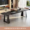 Escritorio de computadora estilo retro wabi-sabi de madera maciza, mesa de comedor rectangular pequeña negra, banco de trabajo, mesa de té