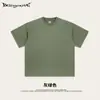 Camiseta de Verano para Adolescentes Suelta Europea y Americana 260g Color Sólido Desgastada para Hombre y Mujer Calleera Suelta de Algodón Manga Corta