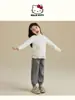 Camiseta Básica Forrada de Polar para Niñas Otoño e Invierno 2025 Colaboración Kuromi Cuello Semi Alto Encaje Forro Polar Espesado