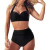 Moda praia europeia e americana transfronteiriça nova Amazon biquíni sexy moda estampa sexy maiô de cintura alta com fenda comércio exterior