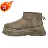 Novos Sapatos de Algodão Quentes de Inverno Antiderrapantes de Cano Alto Masculinos com Pelúcia Espessa Botas de Neve Sapatos de Algodão do Nordeste Botas Curtas Casuais Femininas