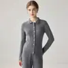 Estética de Viaje~Cardigan de Punto 100% Cachemira Pura con Solapa Francesa para Mujer Abrigo Suéter Otoño/Invierno