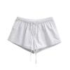 Shorts Americanos Hot Girl Rayados con Botones Cintura Baja Cordón Elástico Moda de Verano Versátiles Sueltos Casuales Hot Pants