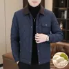 Abrigo de Algodón para Hombre Estilo Old Money con Cuello Revatible de Color Contrastante, Relleno de Seda de Morera, Acolchado, Otoño e Invierno, para Padres de Mediana Edad y Jóvenes, Ropa de Abrigo Cálida