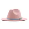 Sombrero de Sol para Exteriores Clásico Fieltro Fedora Ala Ancha Moda Sombrero Jazz con Hebilla de Cinturón