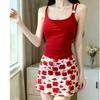 Conjunto de Ropa de Playa Bikini Traje de Baño Blusa de Manga Larga para Mujer Falda con Abertura en la Cadera Estampada Traje de Baño Dopamina