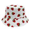 Sombrero de Pescador Creativo de Verano con Estampado de Fresa de Doble Cara para Exterior Playa Protección Solar Estilo Coreano Sombrero de Cubeta de Fruta Venta al por Mayor