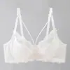 Conjunto de Lencería Sexy de Encaje Rosa para Mujer Talla Grande Pura Pasión Sujetador Transparente Mostrando Senos Grandes Sujetador Pequeño Push-Up Ultra Delgado