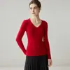 2026 Novo Suéter 100% Caxemira Feminino Gola V Outono e Inverno Pulôver Tricô Macio Pegajoso Slim Fit Mostra Fino Camada de Base