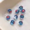 Ins Oceano Pintado à Mão Estilo Japonês Azul Translúcido Água-viva Peixe-dourado Estrela do Mar Contas de Vidro DIY Feito à Mão Contas Redondas Colar Pulseira Contas