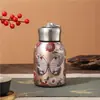 Caneca Térmica Mini Estilo Nacional Pintada Pavão 316 Retrô Alto Valor Leve Luxo Exterior Aço Inoxidável Portátil Copo de Água 304