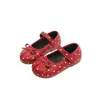 Sapatos de princesa estilo coreano para meninas 2026 outono novo vintage poá sapatos casuais para bebês crianças laço sapatos de couro