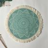 Mantel de Algodón Bohemio Tela Nórdica Tejido Borla Redonda Esterilla Hogar Cocina Aislamiento Térmico Anti-quemaduras Posavasos de Mesa