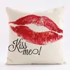 Funda de Almohada de Lino Polar Corto para San Valentín Funda de Cojín Decorativa para Sala de Estar Sofá Mesita de Noche Pareja