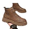 Botas Martin Masculinas Primavera Couro Impermeável Cano Médio Esportivas Couro Calçados Masculinos Retrô Britânicas Outdoor Caminhada Botas de Trabalho