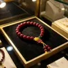 Pulseira fresca e simples de quatro folhas para mulheres, imitação de cinábrio, estilo versátil de nicho, adequada para melhores amigas e estudantes, acessório Hanfu com design floral